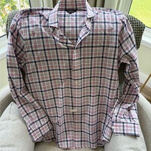 Express Pink and Blue Casual Button Down Shirt
